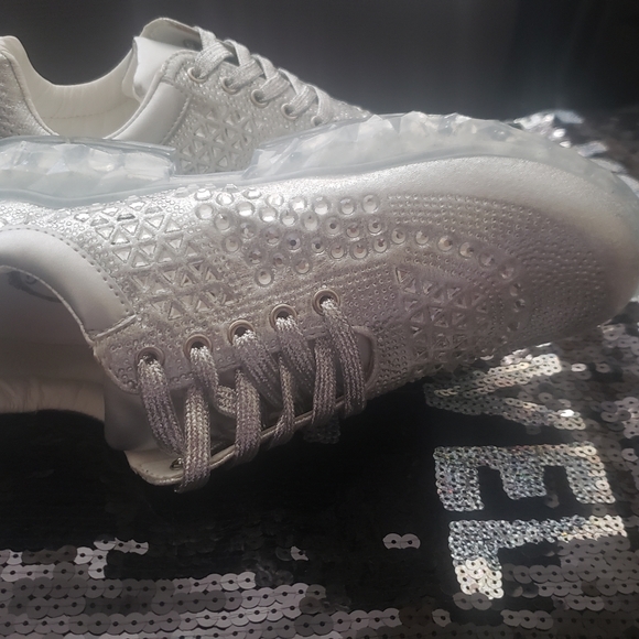 Atalina Silver Bling Fashion Sneakers - Picture 7 of 9